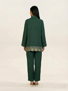 CEY Embroidered Co-ord Set Bottle Green