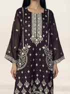 Embroidered Khaadi-Net Kurta Dupatta Purple