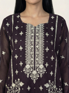 Embroidered Khaadi-Net Kurta Dupatta Purple