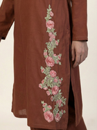 Linen Embroidered 2 Piece Suit Solid Rust