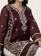 Embroidered Khaadi-Net Kurta and Dupatta Maroon