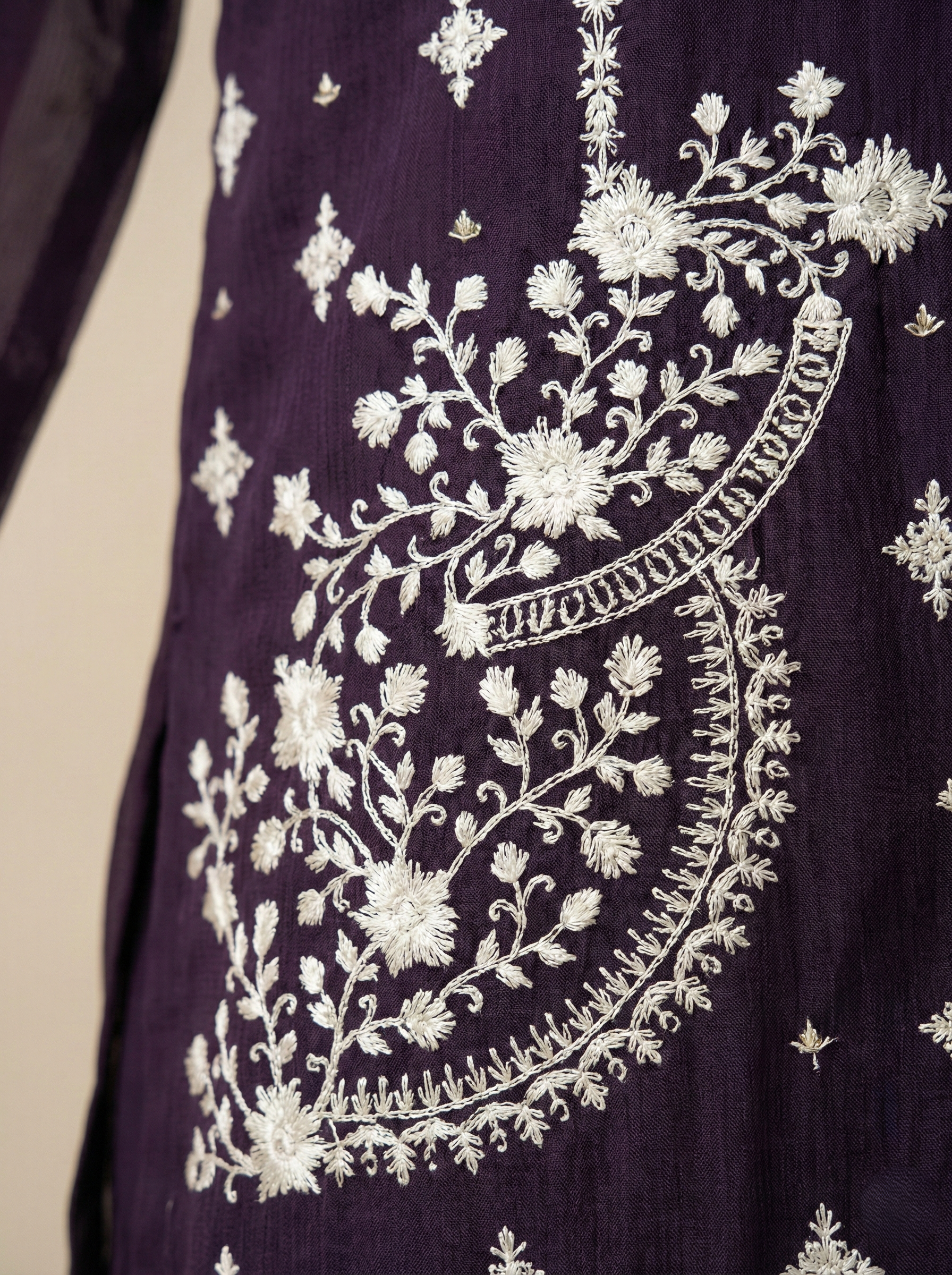Embroidered Khaadi-Net Kurta Dupatta Purple