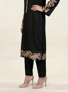 Embroidered Black Silk Suit (2-Piece)