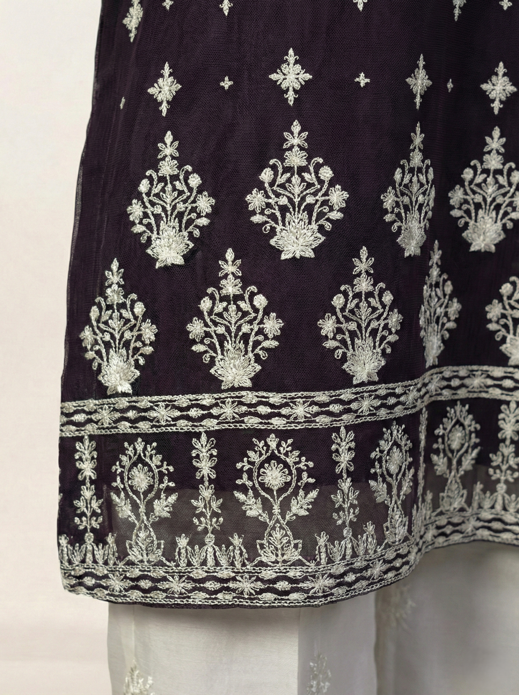 Embroidered Khaadi-Net Kurta Dupatta Purple