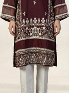 Embroidered Khaadi-Net Kurta and Dupatta Maroon