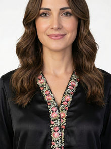 Embroidered Black Silk Suit (2-Piece)