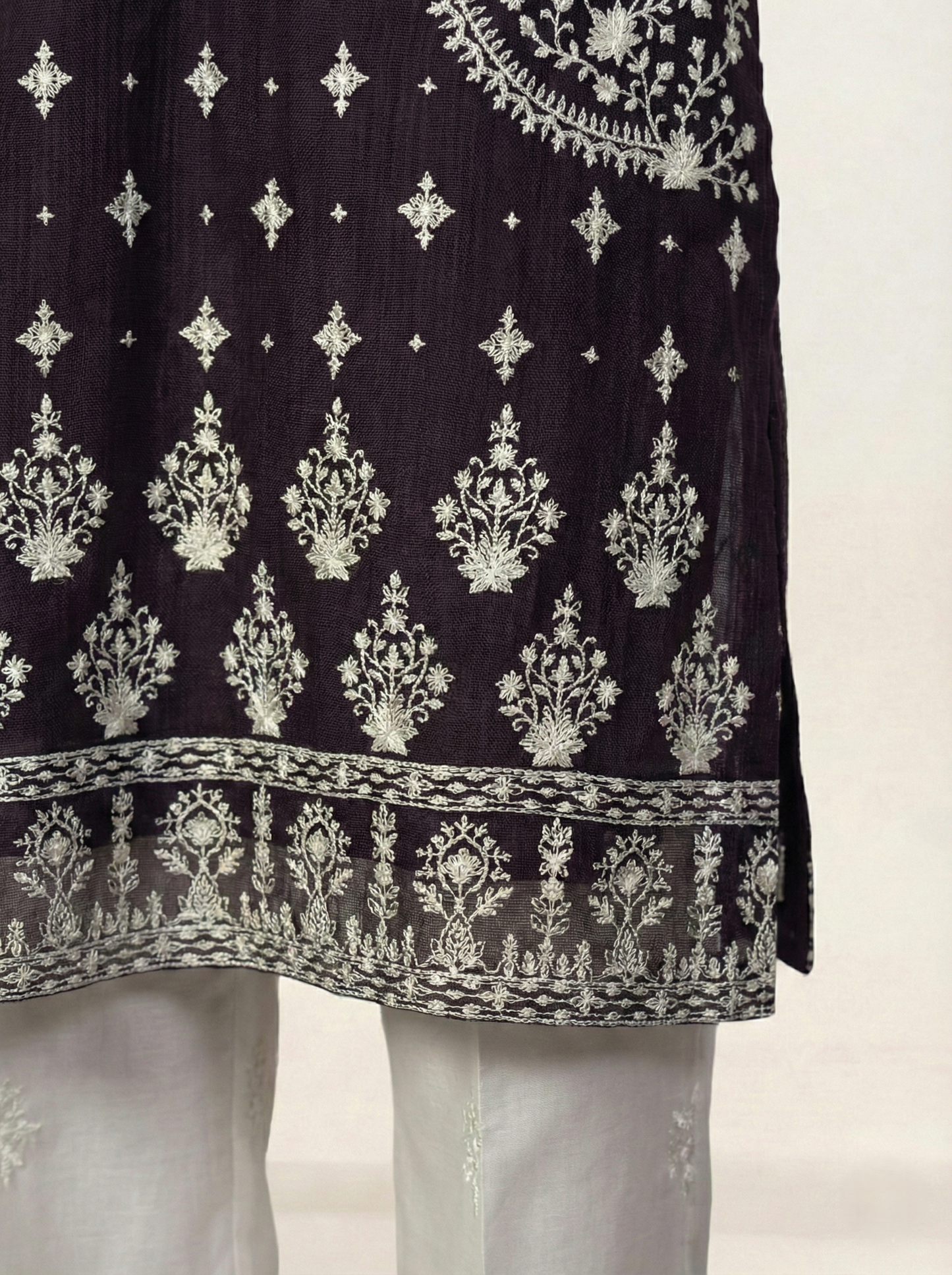 Embroidered Khaadi-Net Kurta Dupatta Purple