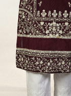 Embroidered Khaadi-Net Kurta and Dupatta Maroon
