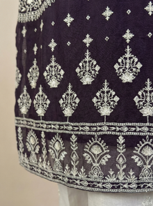 Embroidered Khaadi-Net Kurta Dupatta Purple