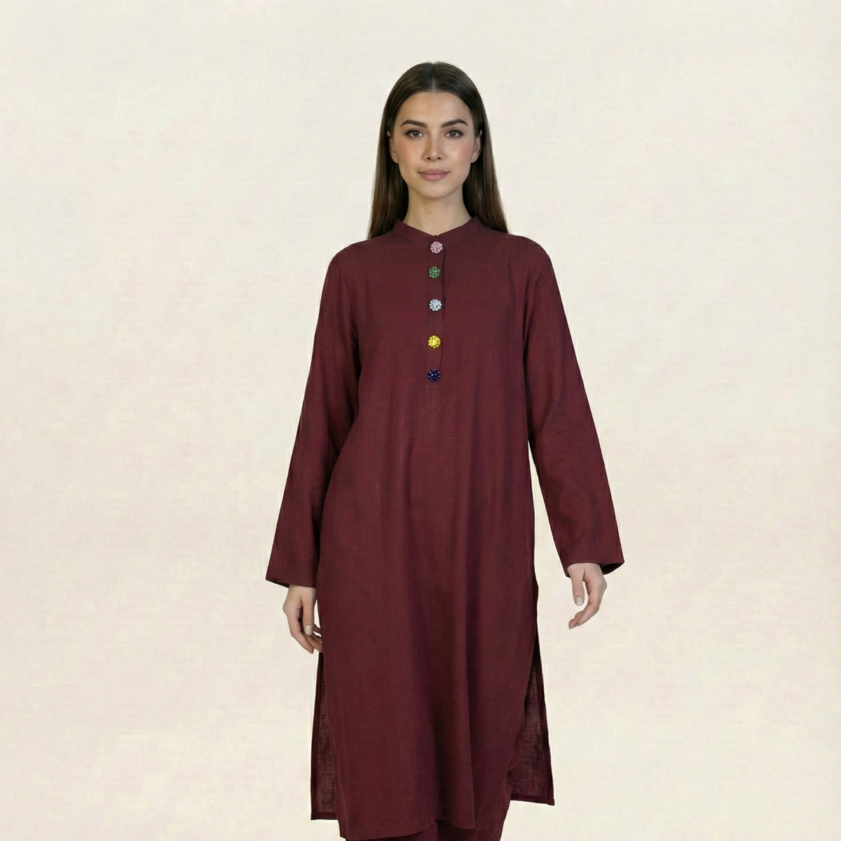 Solid Linen 2 piece Suit Maroon