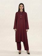 Solid Linen 2 piece Suit Maroon