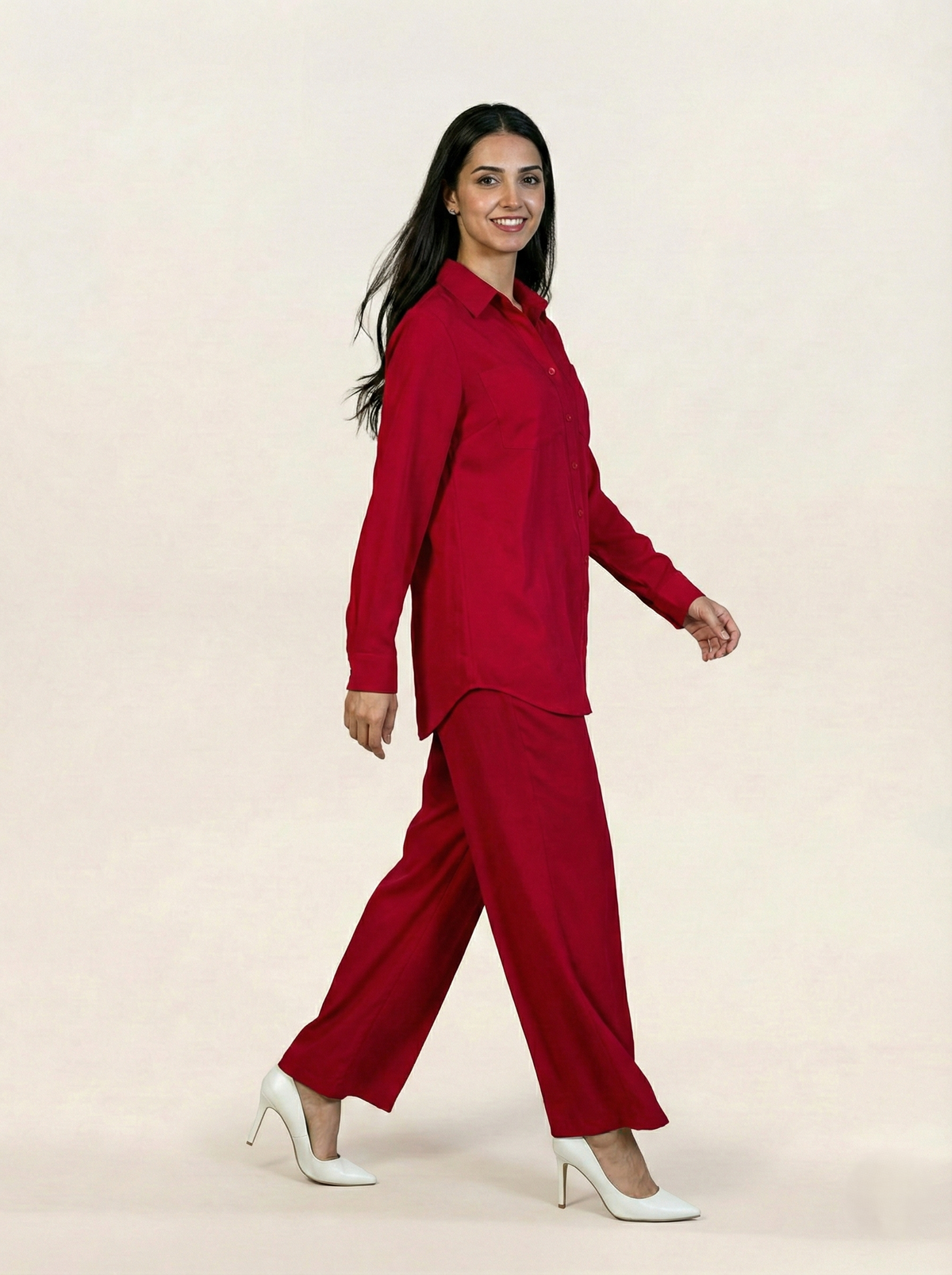 Linen Co-ord Set Red