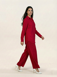 Linen Co-ord Set Red