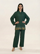 CEY Embroidered Co-ord Set Bottle Green