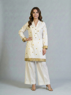 Khaddar White and Gold 2 Piece Suit