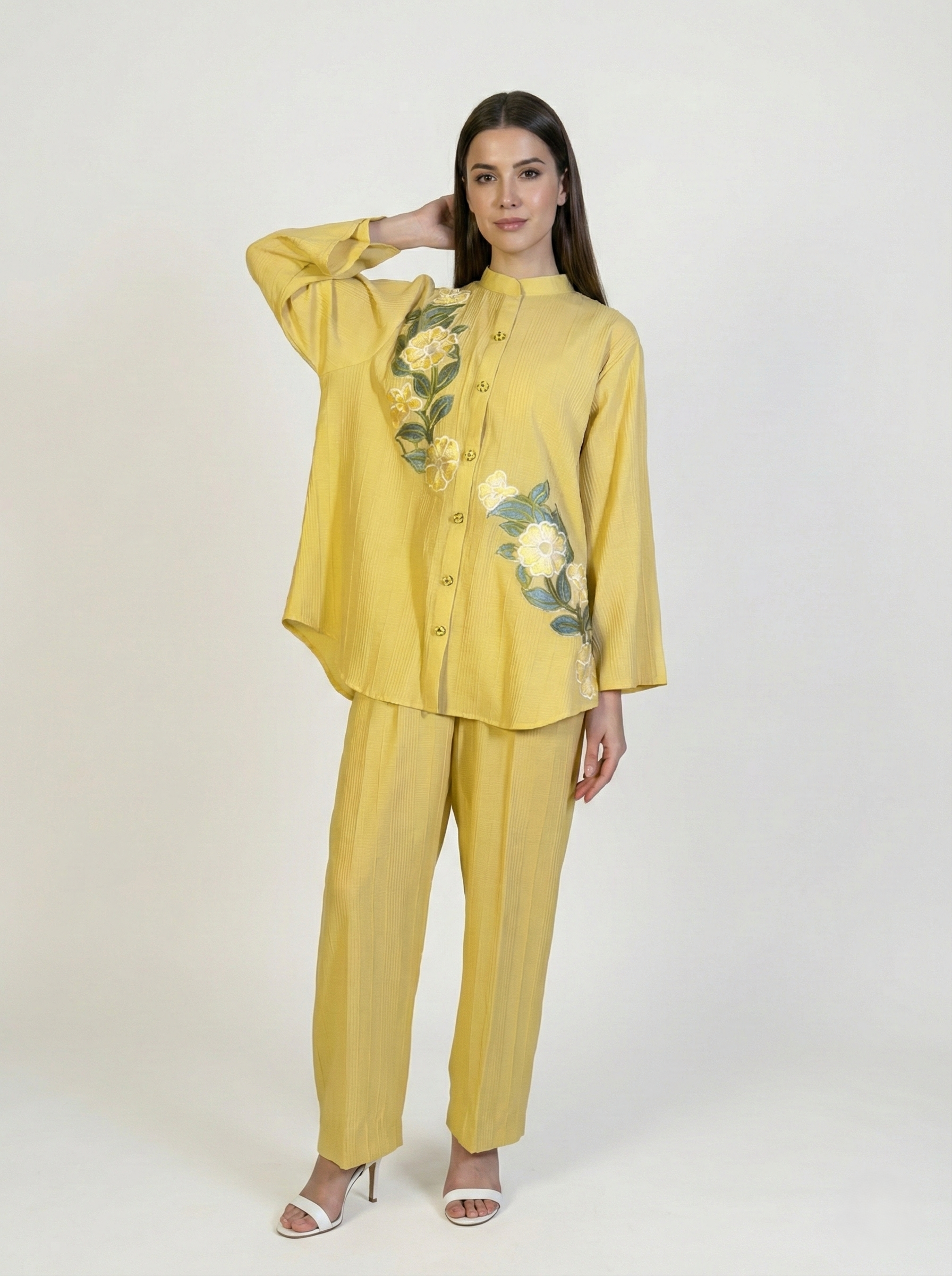 CEY Embroidered Co-ord Set Yellow