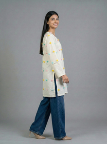 Embellished off-White Khaddar Shirt