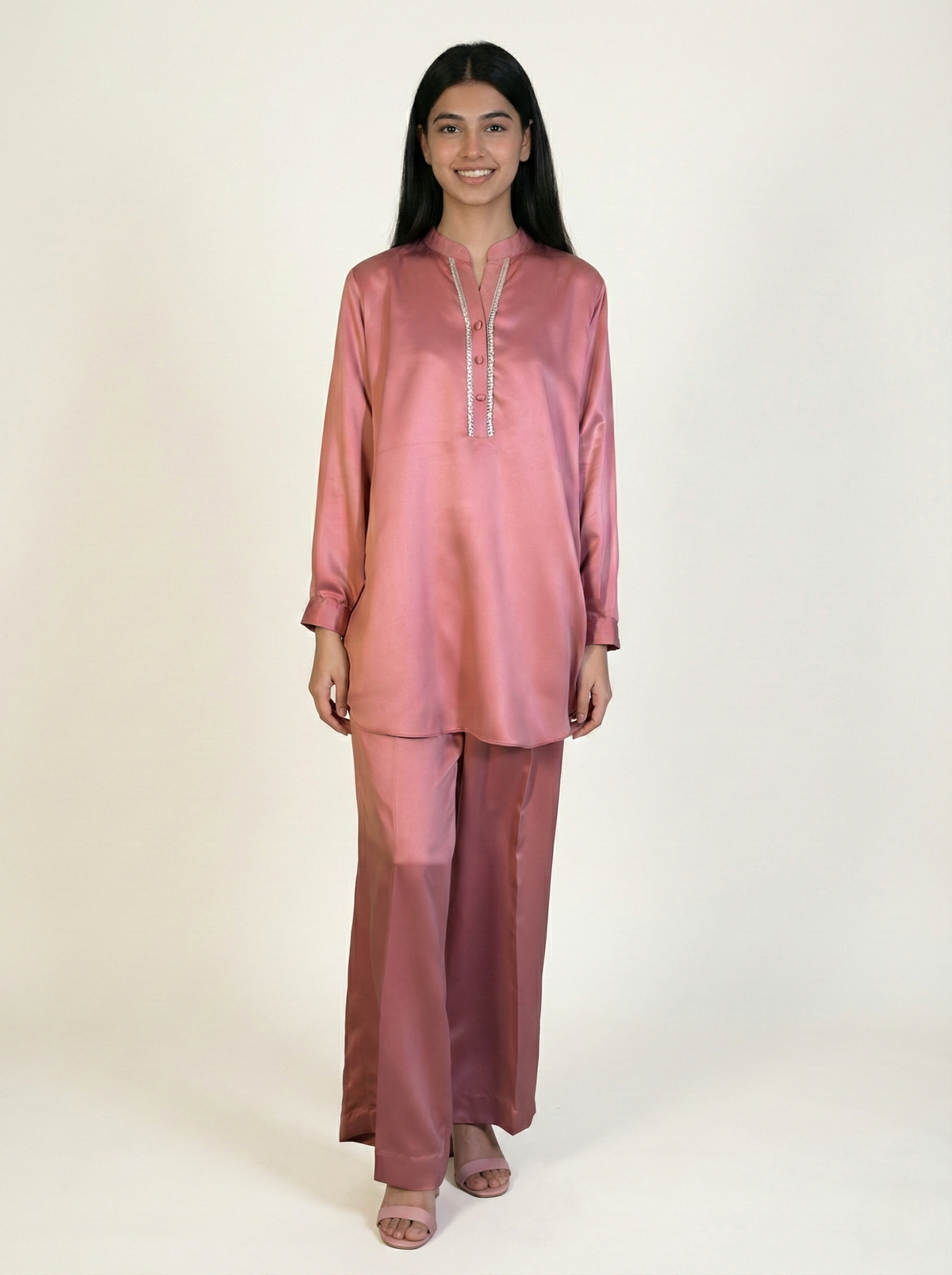 Silk Co-ord Set Pink