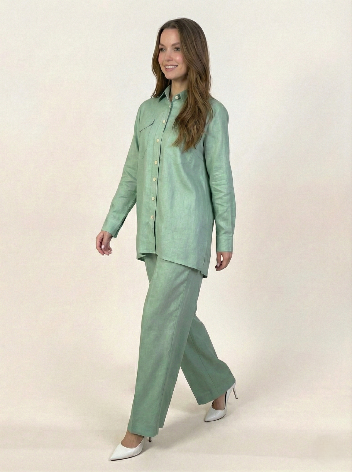 Irish Linen Co-ord Set Mint Green