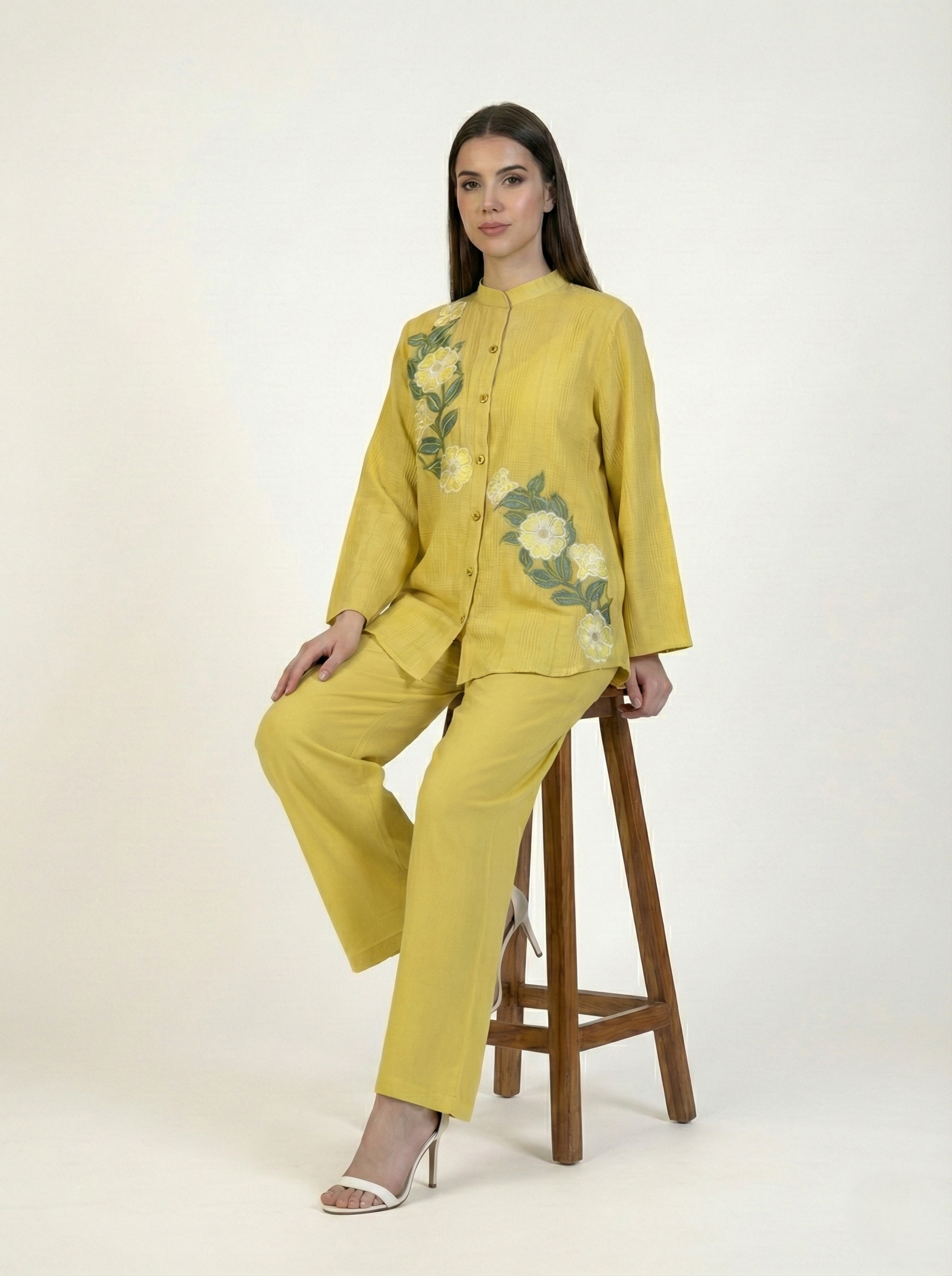CEY Embroidered Co-ord Set Yellow