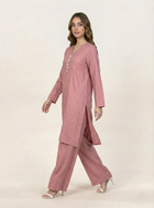 Solid Self Silk 2 Piece Suit Tea Pink