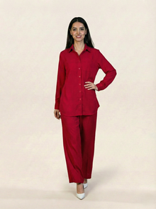 Linen Co-ord Set Red