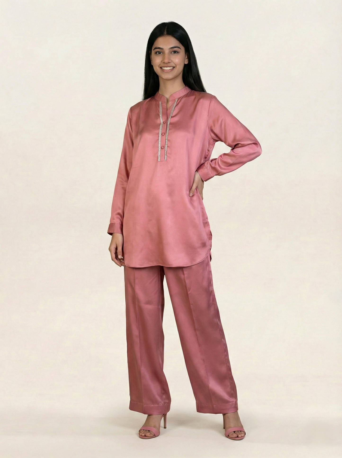 Silk Co-ord Set Pink