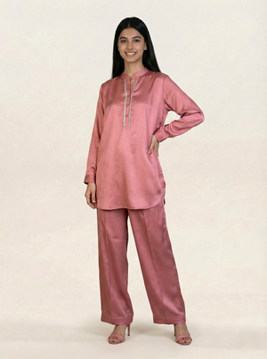 Silk Co-ord Set Pink
