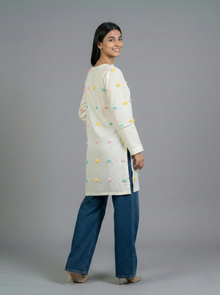Embellished off-White Khaddar Shirt