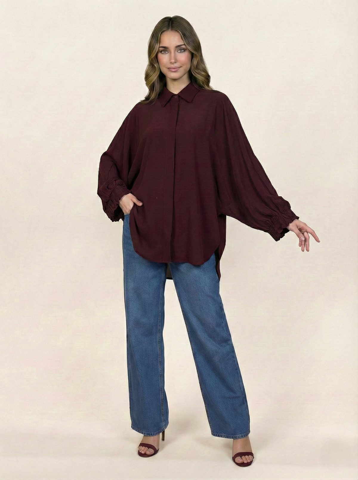 Maroon Georgette Free Size Kurti