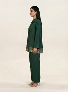 CEY Embroidered Co-ord Set Bottle Green