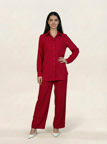 Linen Co-ord Set Red