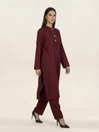 Solid Linen 2 piece Suit Maroon