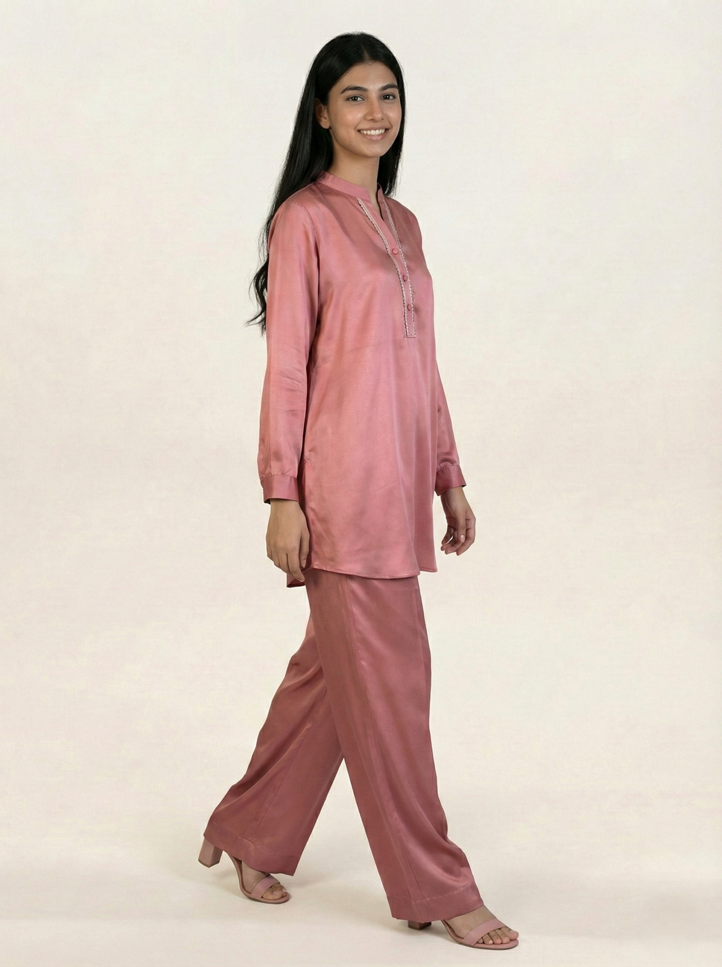 Silk Co-ord Set Pink