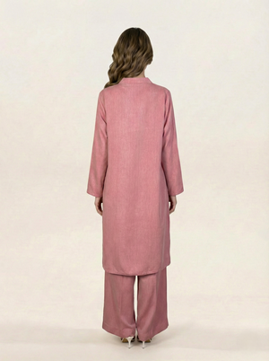 Solid Self Silk 2 Piece Suit Tea Pink
