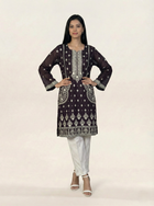 Embroidered Khaadi-Net Kurta Dupatta Purple