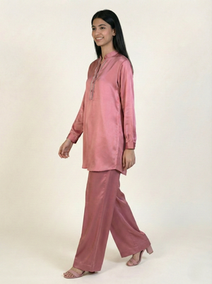 Silk Co-ord Set Pink