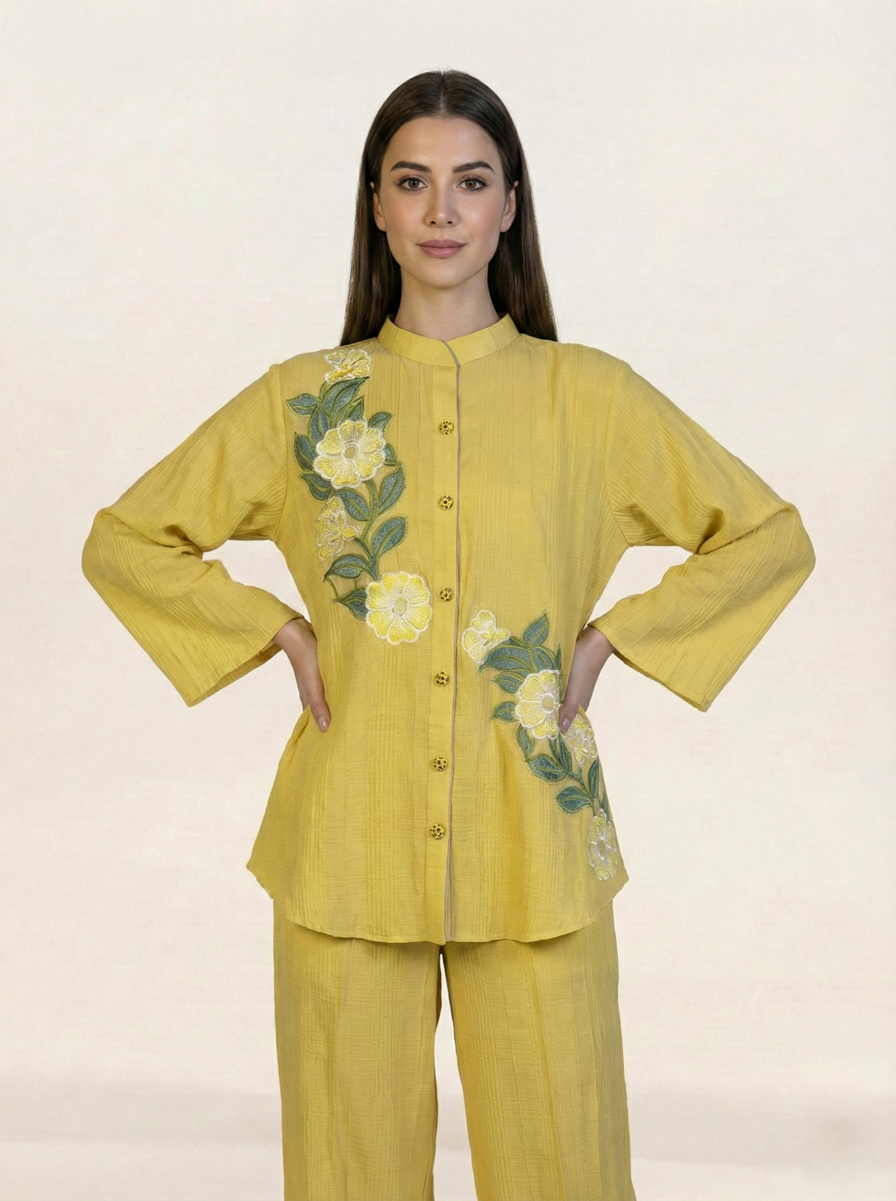 CEY Embroidered Co-ord Set Yellow