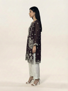 Embroidered Khaadi-Net Kurta Dupatta Purple