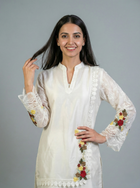 Embroidered Off-White Sheesha Silk Shirt