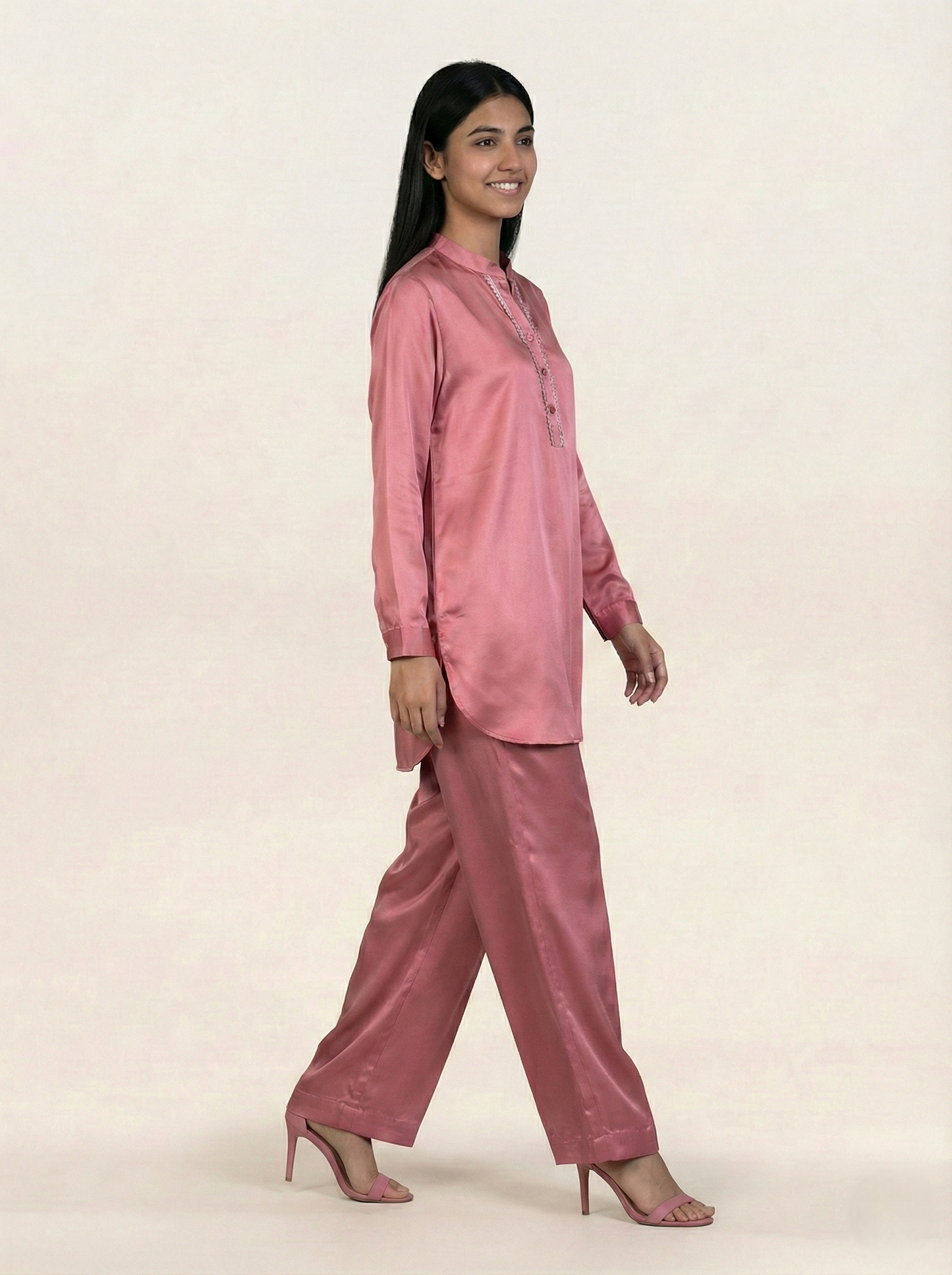 Silk Co-ord Set Pink