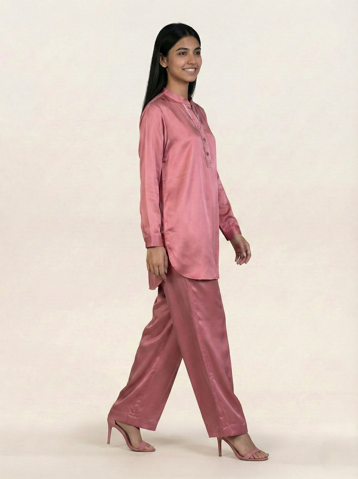 Silk Co-ord Set Pink