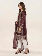 Embroidered Khaadi-Net Kurta and Dupatta Maroon