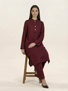 Solid Linen 2 piece Suit Maroon