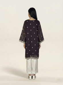Embroidered Khaadi-Net Kurta Dupatta Purple