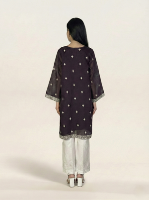 Embroidered Khaadi-Net Kurta Dupatta Purple