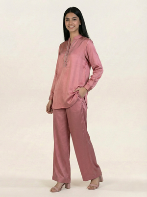 Silk Co-ord Set Pink