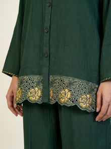 CEY Embroidered Co-ord Set Bottle Green