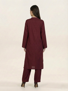Solid Linen 2 piece Suit Maroon