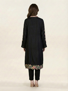 Embroidered Black Silk Suit (2-Piece)